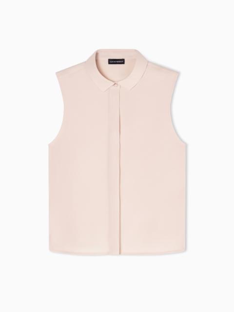 EMPORIO ARMANI SLEEVELESS SHIRT IN TECHNICAL GABARDINE