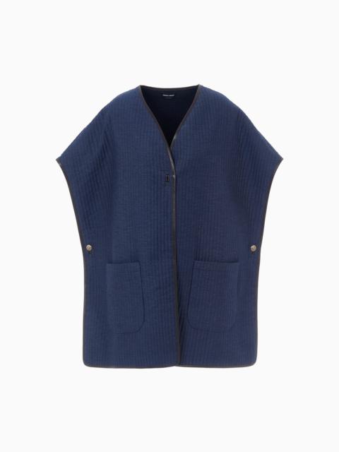 GIORGIO ARMANI VISCOSE, COTTON AND SILK CAPE WITH LEATHER DETAILS