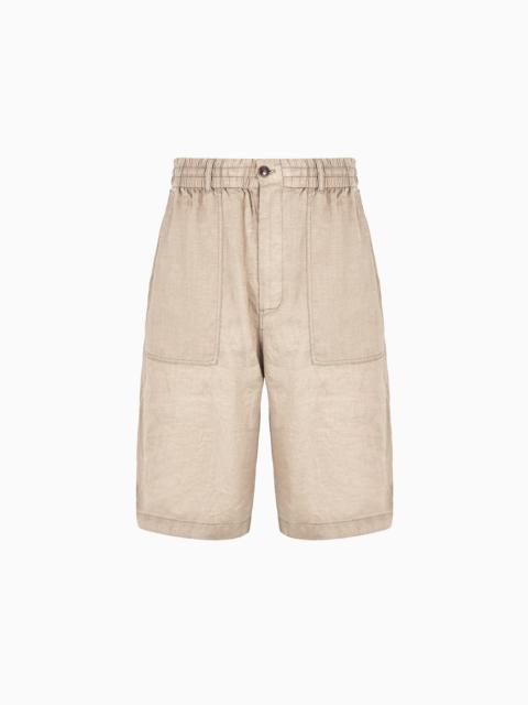 Linen canvas Bermuda shorts