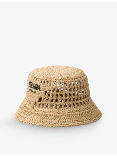 Prada Embroidered lettered-logo crochet bucket hat