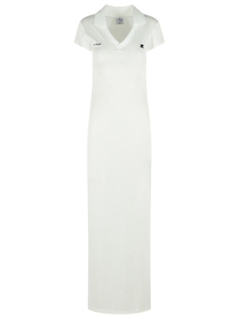 courrèges Courreges V-Neck White Polyester Dress Women