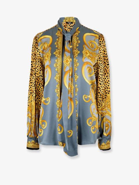 VERSACE Versace Women Cheetah Foulard Lavalliere Silk Shirt