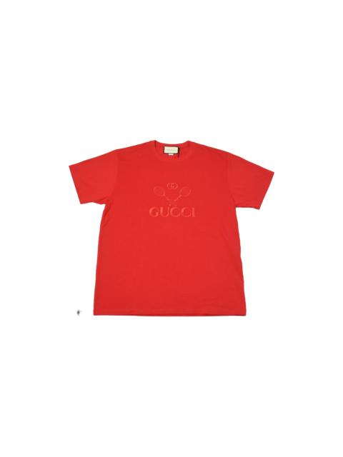 GUCCI Gucci Tennis Embroidered Cotton T-Shirt Red