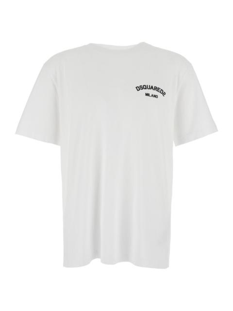 DSQUARED2 Dsquared2 Men White Crewneck T-Shirt With Logo Lettering On The Front In Cotton Man