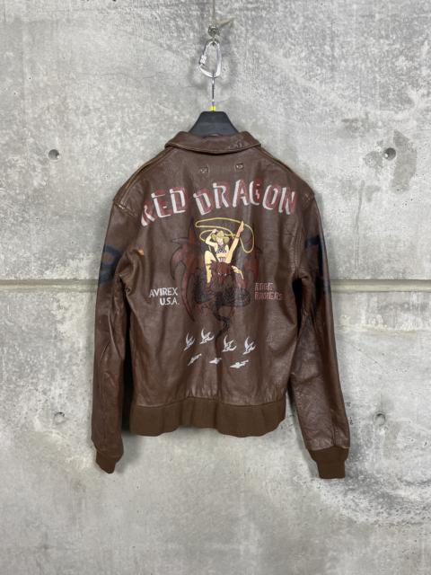 Other Designers Avirex Type A-2 RED DRAGON HORSE HIDE LEATHER Flight Jacket