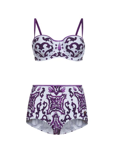 Dolce & Gabbana Women Maiolica Print Balconette Bikini