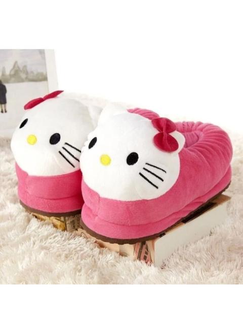 Other Designers Cartoon Hello Kitty Cute Plush Cotton Slippers Women Comfort Non Slip Home Indoor Shoes Anime