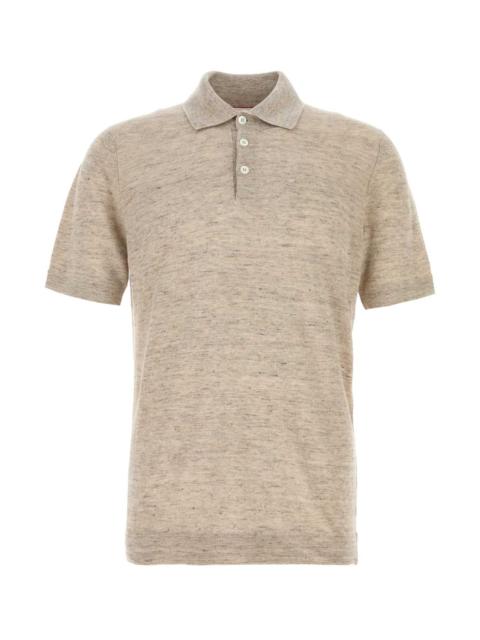 Brunello Cucinelli Brunello Cucinelli Men Melange Beige Linen Blend Polo Shirt