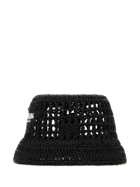 Prada Women Black Raffia Bucket Hat