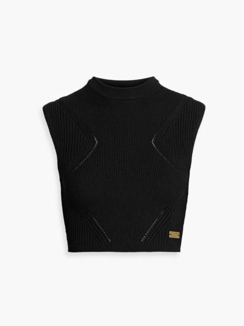 Balmain Cropped ribbed-knit top