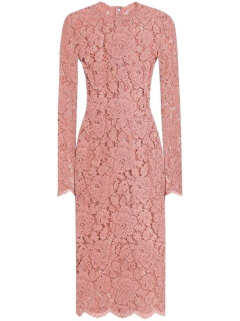 Dolce & Gabbana Dolce & Gabbana Women Branded Floral Cardonetto Lace Sheath Dress