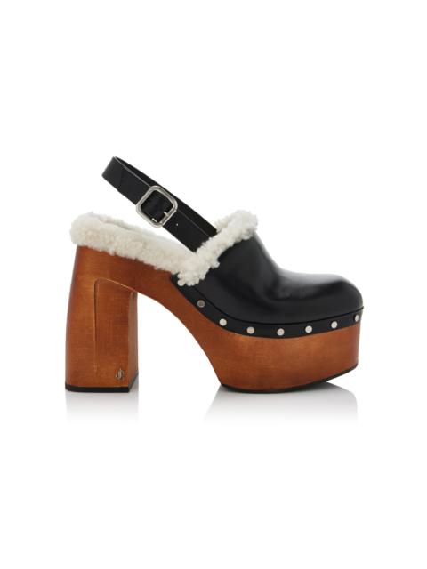 JIMMY CHOO Alida Shearling Platform Clogs black