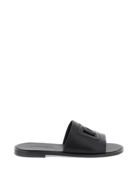Dolce & Gabbana Leather Slides With Dg Cut-out Size EU 43 for Men