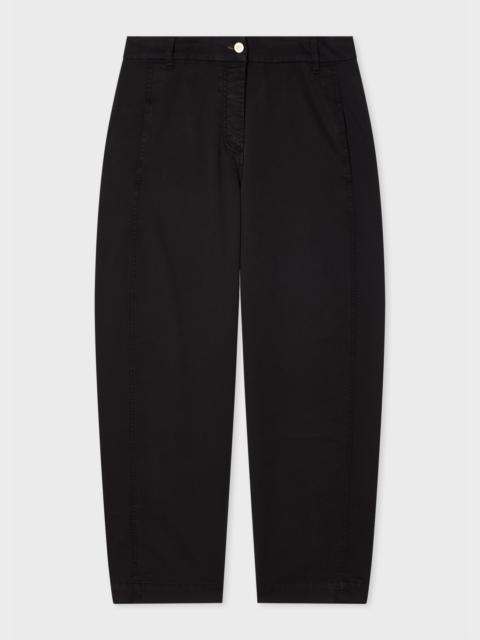 Paul Smith Women's Black Cotton-Blend Barrel Leg Trousers