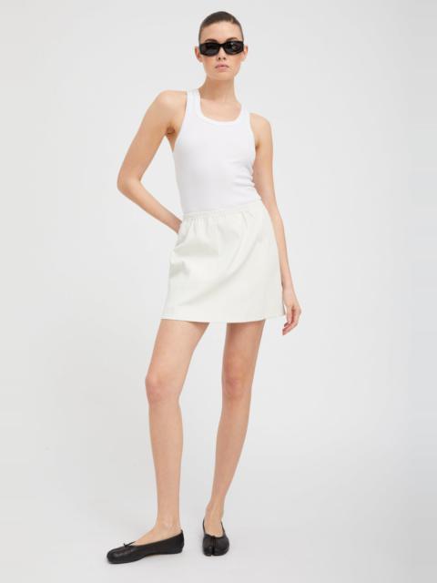 SPRWMN WHITE LEATHER PULL ON SKIRT