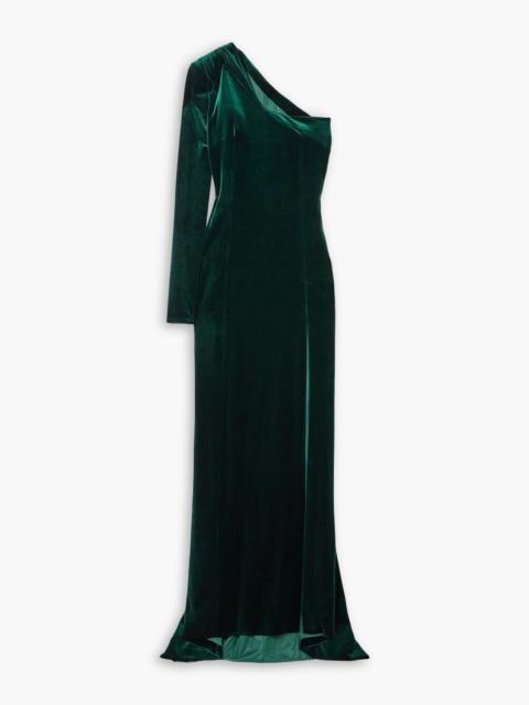Other Designers Rosie one-sleeve stretch-velvet gown