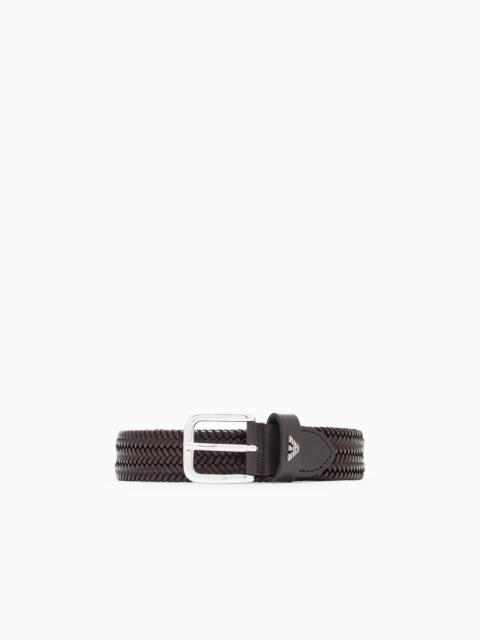 EMPORIO ARMANI WOVEN-LEATHER BELT