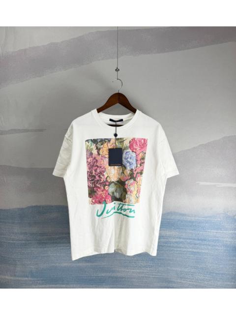 Louis Vuitton Louis Vuitton (LV) white short-sleeved shirt with floral pattern