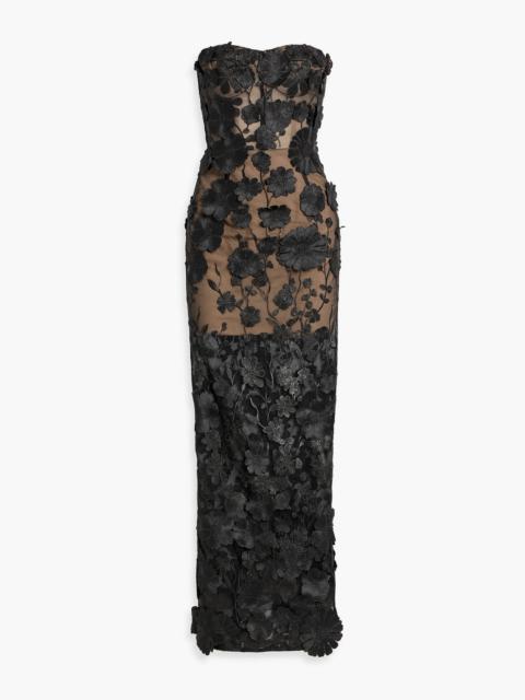 Other Designers Jasmine strapless floral-appliquéd tulle gown