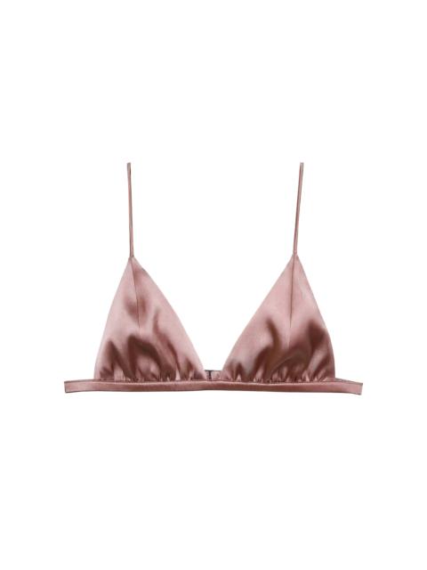 Fleur du Mal Luxe Stretch-Silk Triangle Bra tan
