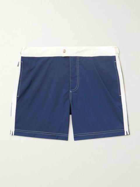 TOM FORD Straight-Leg Mid-Length Striped Swim Shorts Navy