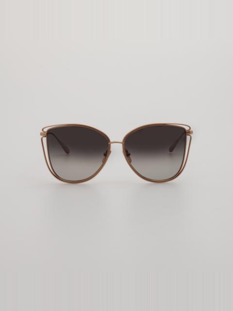 LINDA FARROW Dinah Sunglasses in Matt Rose Gold