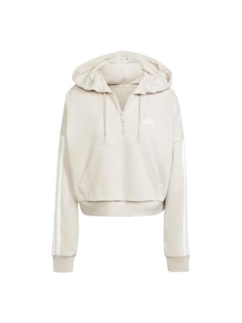 adidas (WMNS) adidas Essentials 3-Stripes French Terry Quarter-Zip Hoodie 'Grey' JN1958