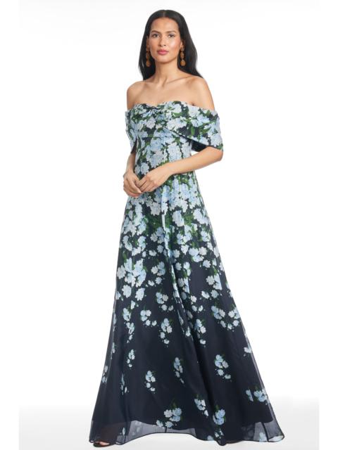 SACHIN & BABI KENNEDY GOWN - NAVY DEGRADE FLORALS