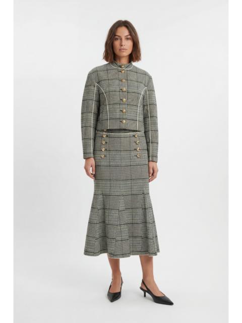 KAREN MILLEN Petite Tailored Check High Neck Jacket