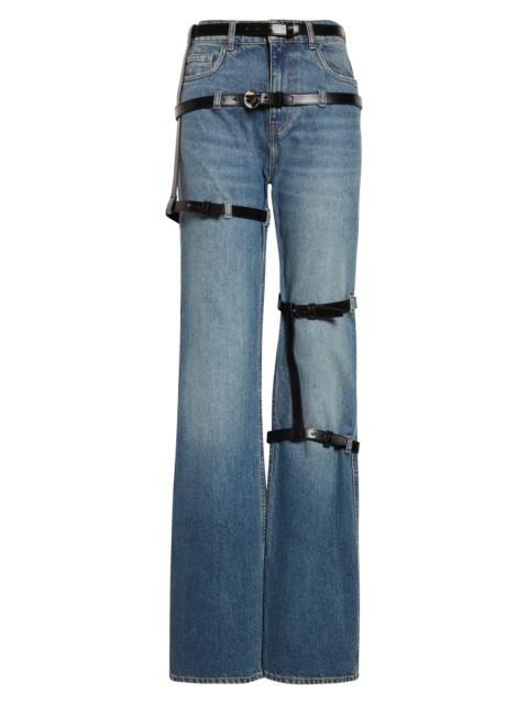 COPERNI Coperni Multibelt Straight Leg Jeans in Blue Vintage Blu at Nordstrom