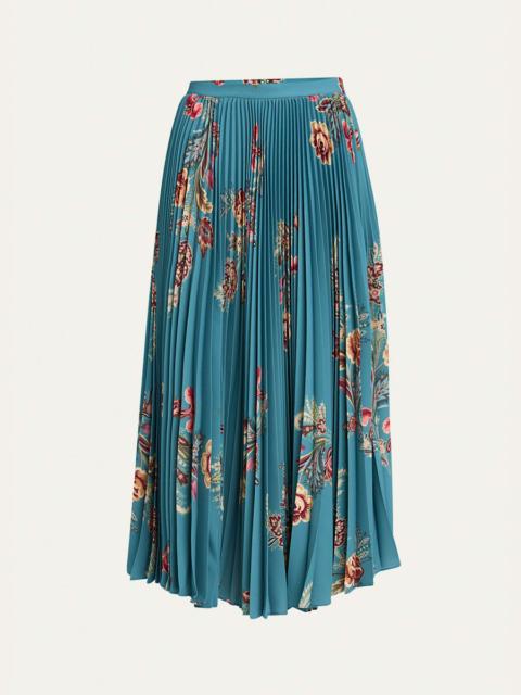 Etro Floral Pleated A-Line Skirt