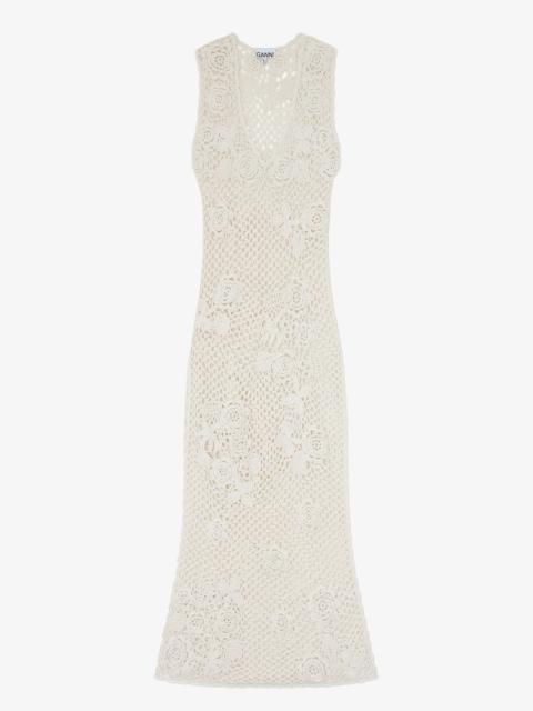 GANNI LONG DRESS IN COTTON CROCHET