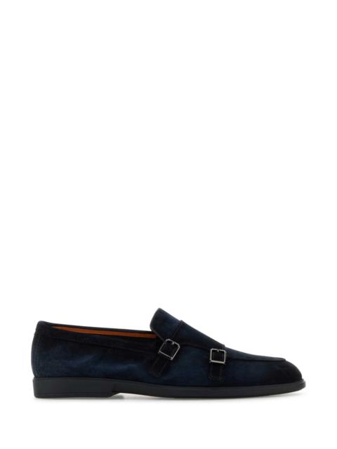 Santoni Santoni Men Midnight Blue Suede Pura Loafers