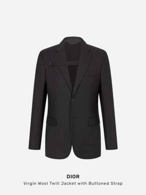 Dior Buttoned Strap Jacket in Black Virgin Wool Twill