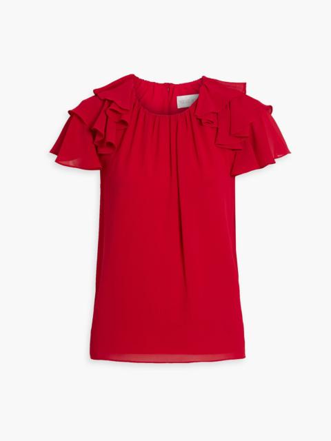 Other Designers Ruffled crepe de chine top