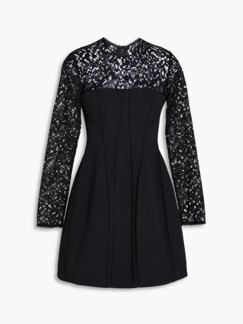 SIMKHAI Primm twill-paneled corded lace mini dress