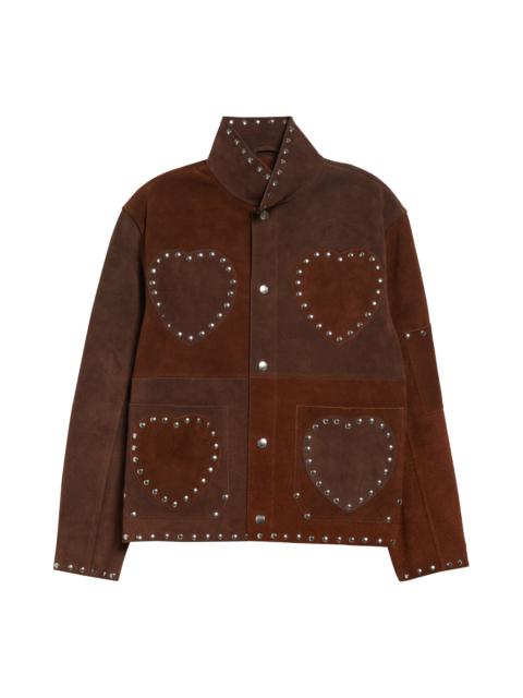 BODE Bode Hearts Suede Welding Jacket in Brown Tan at Nordstrom