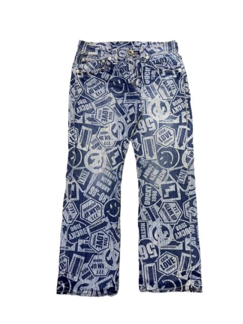 Hysteric Glamour Vintage Co&Lu All Over Acid Wash Printed Effect Smiley Jeans