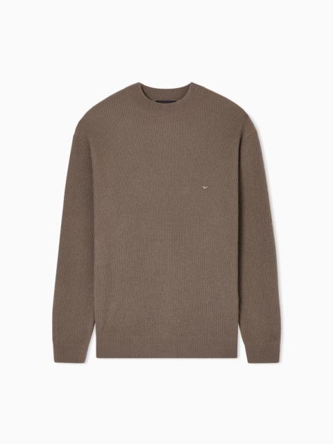 EMPORIO ARMANI FISHERMAN’S RIB VIRGIN-WOOL JUMPER