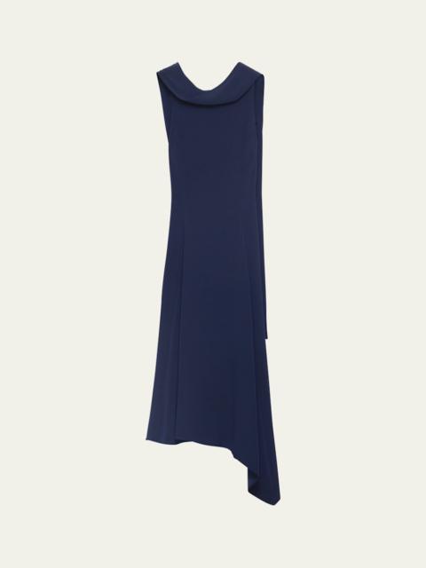 Prada Neck-Scarf Backless Cady Crepe Midi Dress