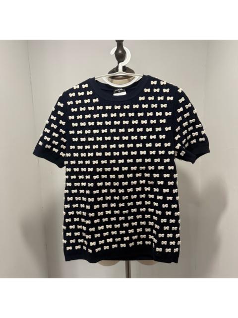 CHANEL Chanel Butterfly All-Over Print Knit Short Sleeve Top