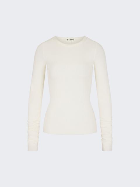 ÉTERNE Long Sleeve Fitted Top Cream
