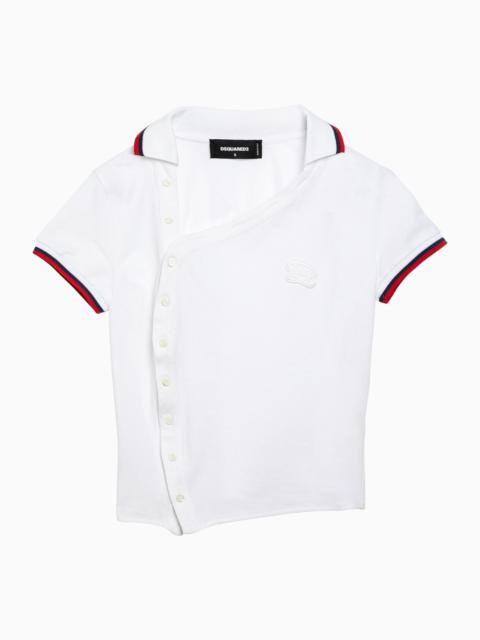 Dsquared2 White Cotton Asymmetric Polo Shirt