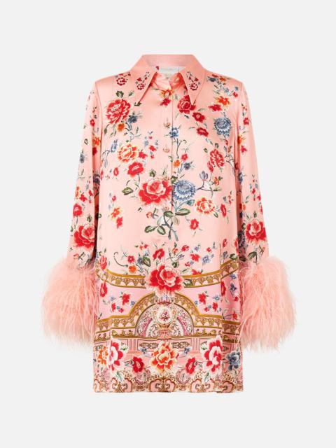 CAMILLA MINI SHIRT DRESS WITH FEATHERS