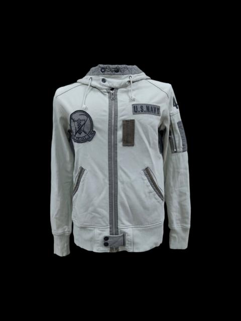 Avirex Type Military Light Grey Zipper Hooded Jacket