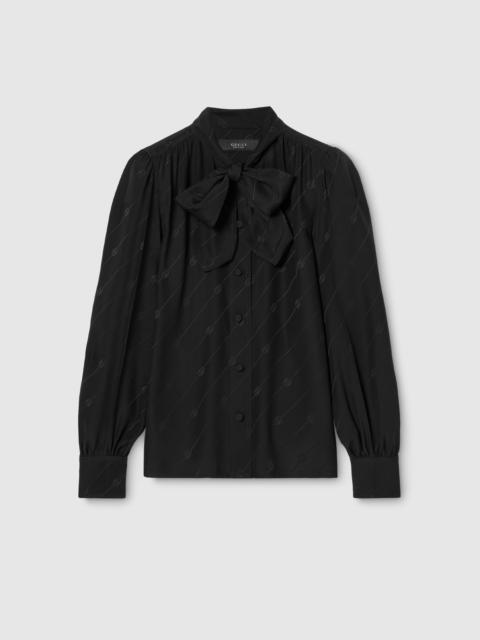 GUCCI Silk crêpe satin Interlocking G shirt