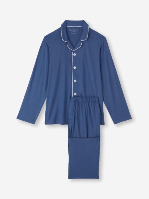 Derek Rose Men's Pajamas Basel Micro Modal Stretch Sapphire