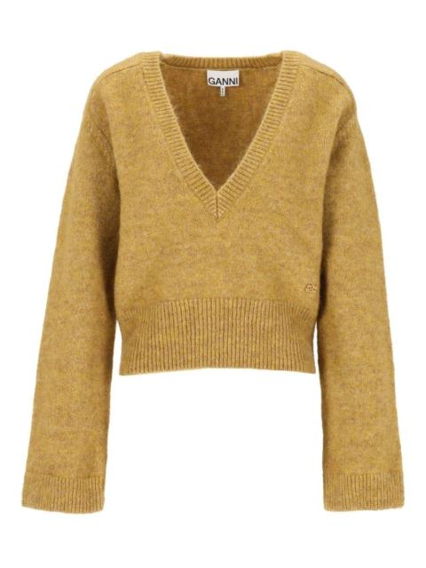 GANNI Ganni Women Melange Mohair Deep V-Neck