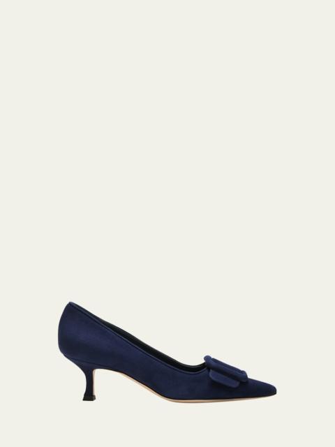 Manolo Blahnik Maysale Suede Buckle Pumps