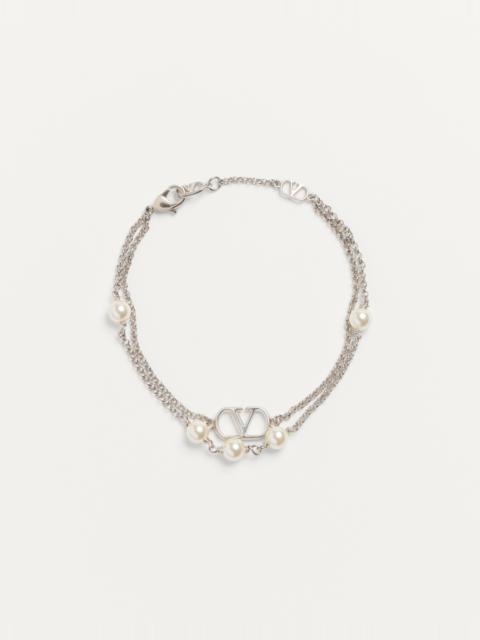 Valentino VLOGO SIGNATURE METAL BRACELET WITH SWAROVSKI® PEARLS